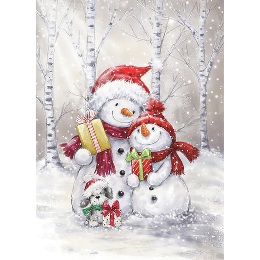 5D Diy Diamond Painting Kit Full Round Beads Snowman Family