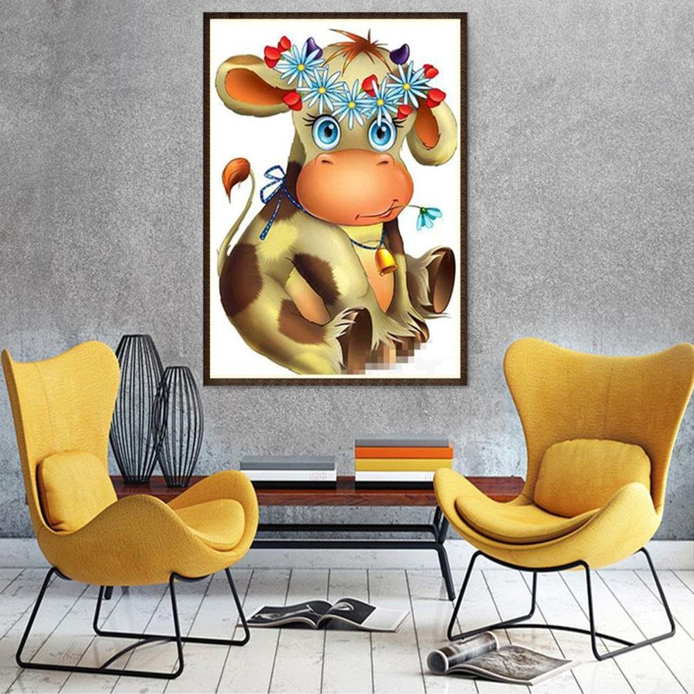 Diamond Painting - Partial Round - Cartoon Cow