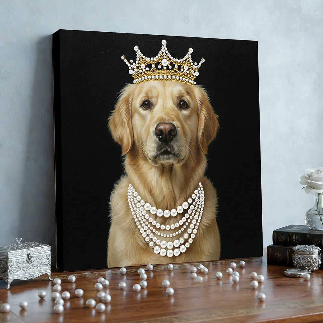 DIY Pearl Painting With Frame - Handmade Self-Adhesive Pearls - Puppy (25*25cm)