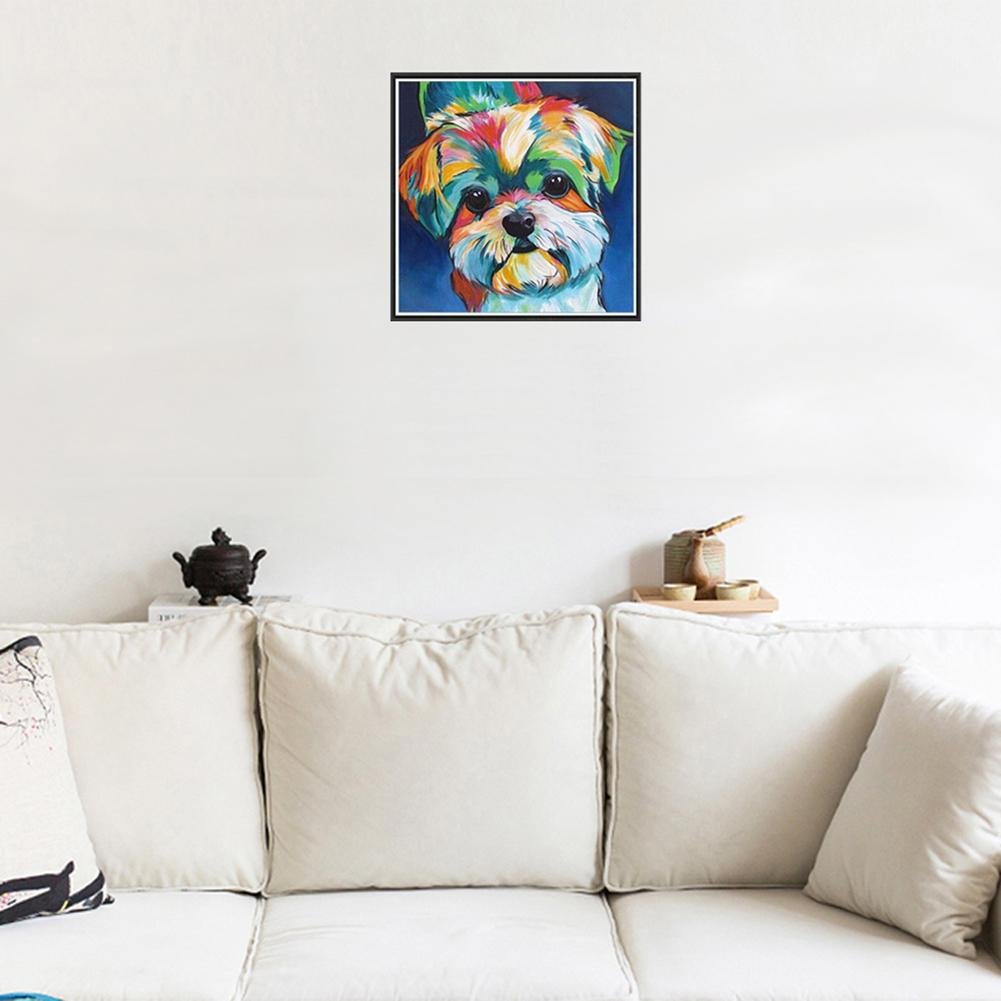 Diamond Painting - Partial Round - Lovely Colorful Dog