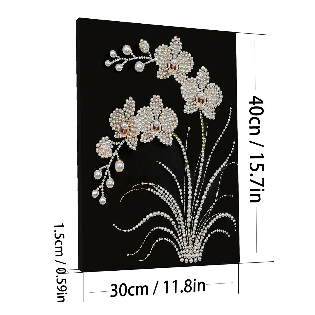 DIY Pearl Painting With Frame - Handmade Self-Adhesive Pearls - Orchid (30*40cm)