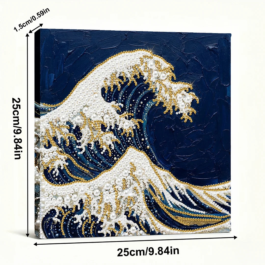 DIY Pearl Painting With Frame - Handmade Self-Adhesive Pearls - Waves (25*25cm)