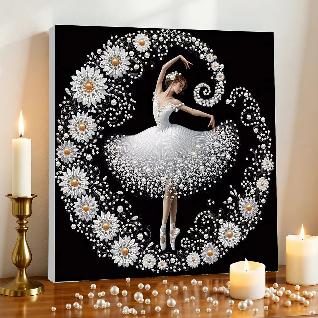 DIY Pearl Painting With Frame - Handmade Self-Adhesive Pearls - Gold Woman (30*30cm)
