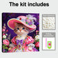 DIY Pearl Painting With Frame - Handmade Self-Adhesive Pearls - Cat (25*25cm) D