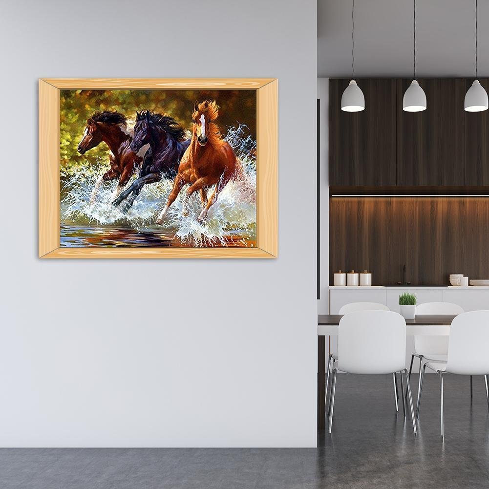 Diamond Painting - Full Round - 3 Running Horses