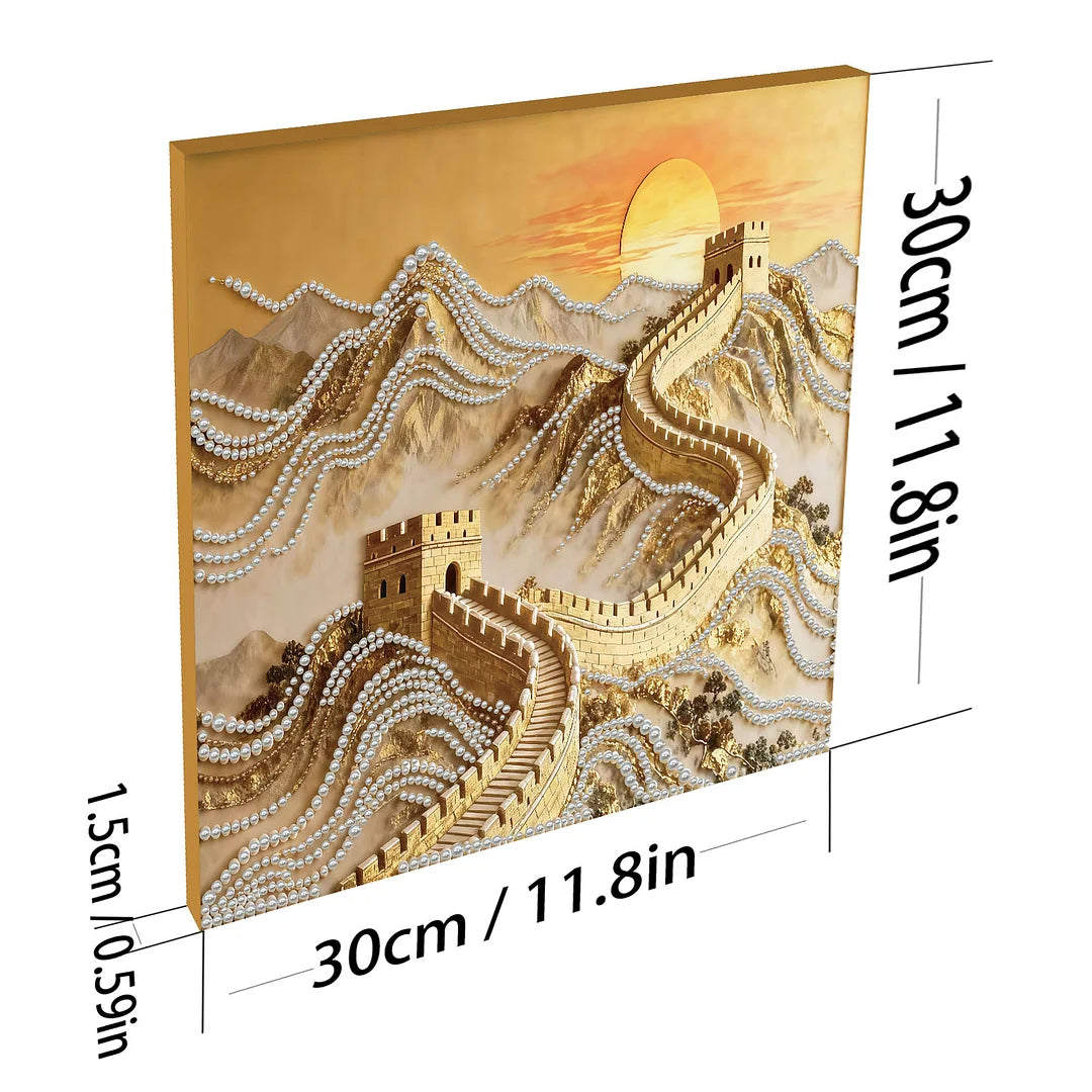 DIY Pearl Painting With Frame - Handmade Self-Adhesive Pearls - Great Wall (30*30cm)