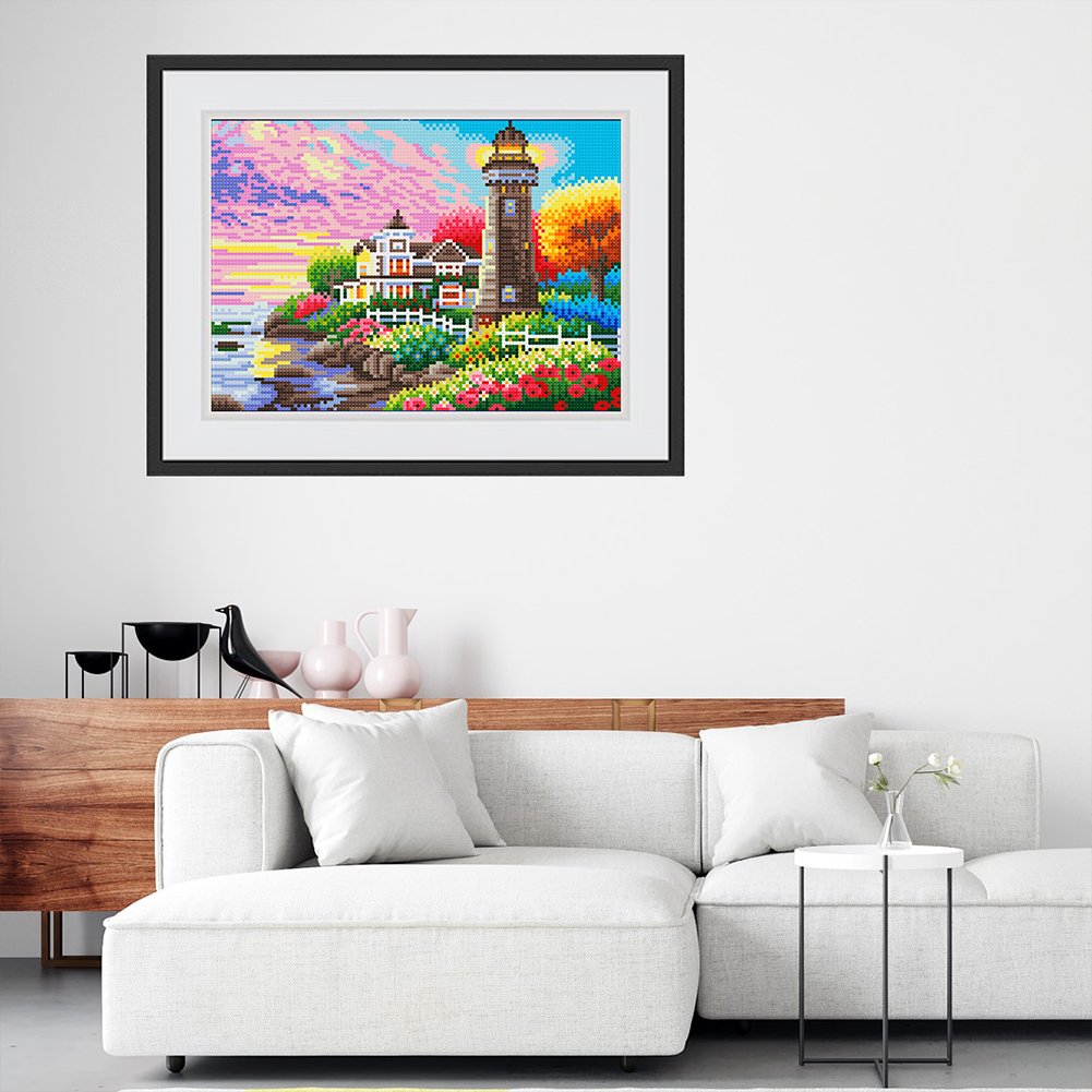 Luminous Diamond Painting - Full Round - Seaside Building