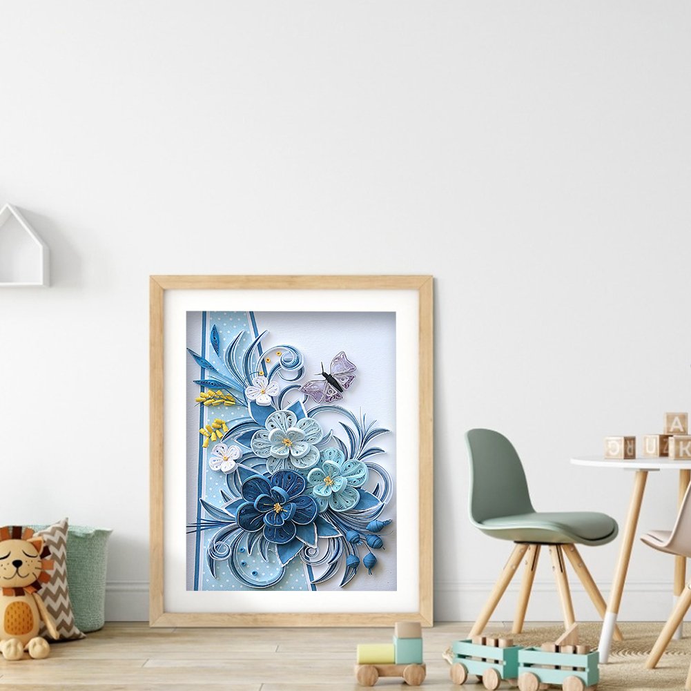 Diamond Painting - Full Round -Butterfly Flowers