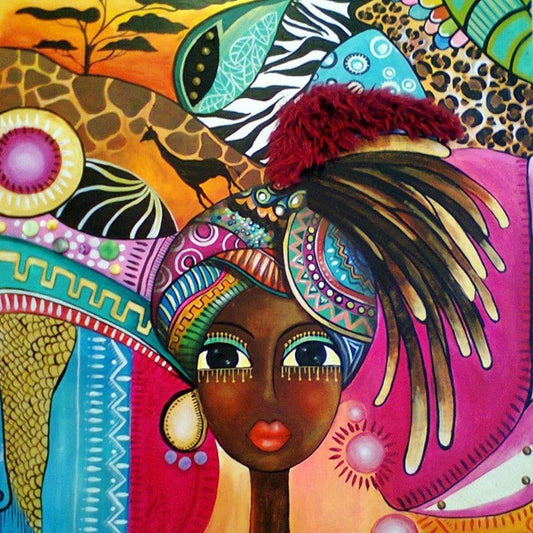 African Woman Full Round Diamond Painting Kits