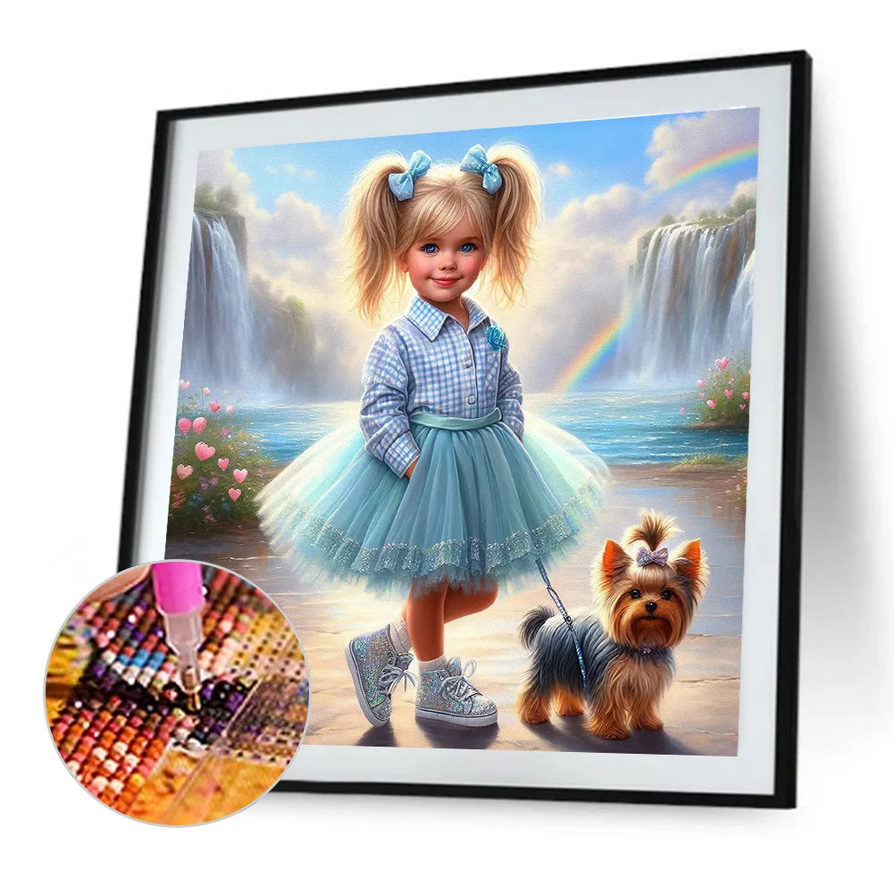 Diamond Painting - Full Round / Square - Dog and Girl T