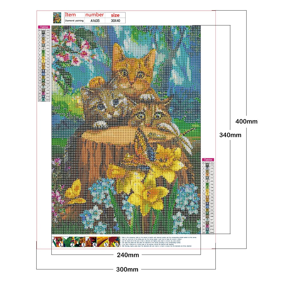 5D DIY Diamond Painting Kit - Full Round - Three Cats