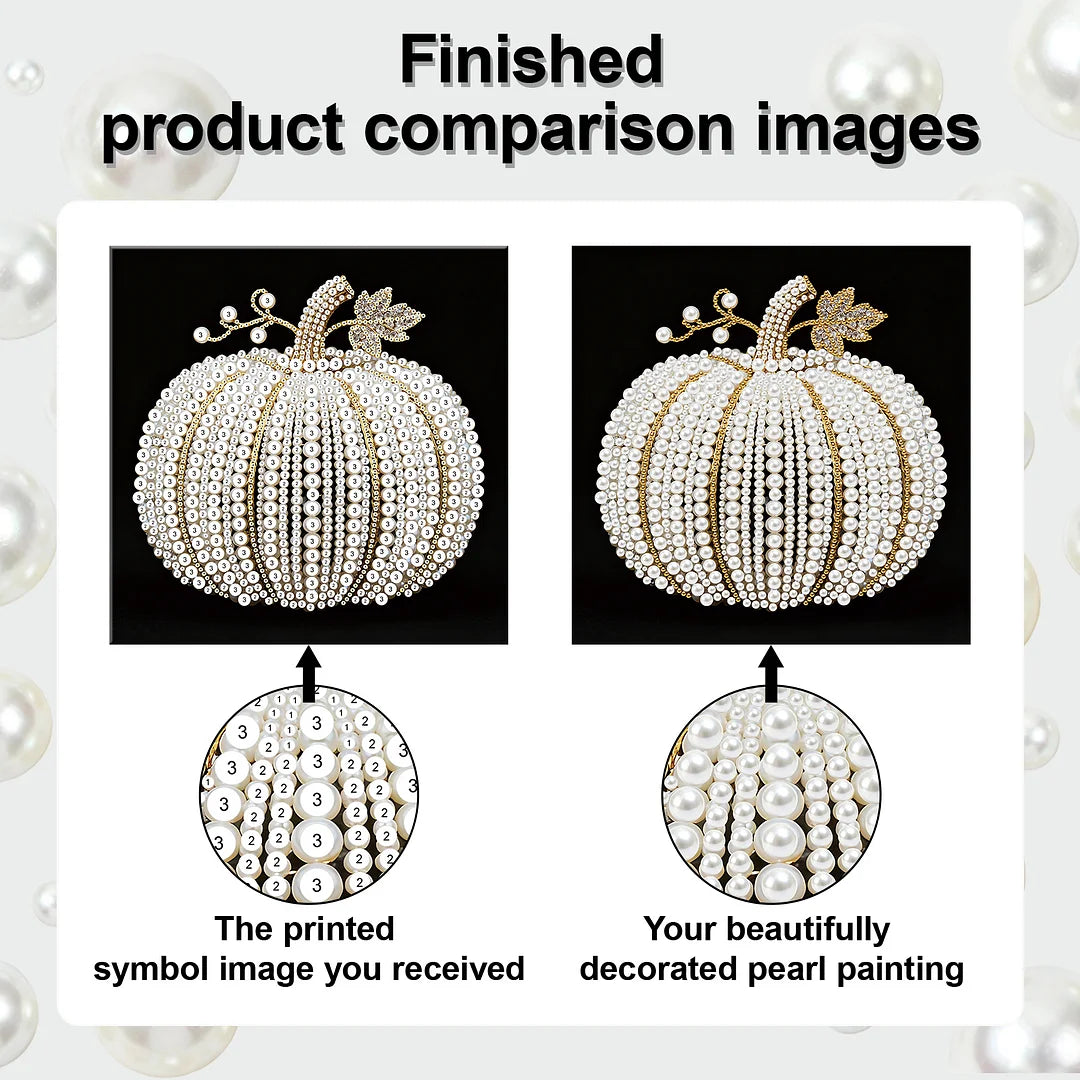 DIY Pearl Painting With Frame - Handmade Self-Adhesive Pearls - Pumpkin (25*25cm)