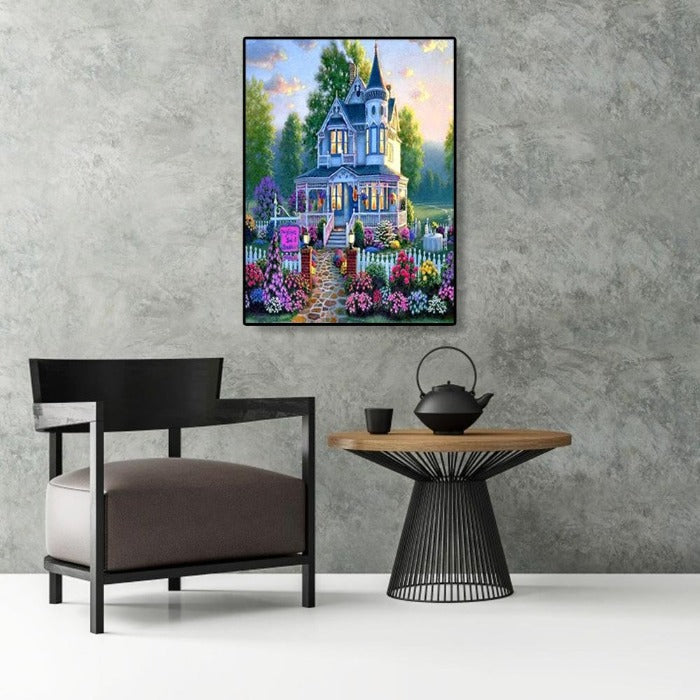 Flower Castle Hand Painted Canvas Oil Art Picture Craft Home Wall