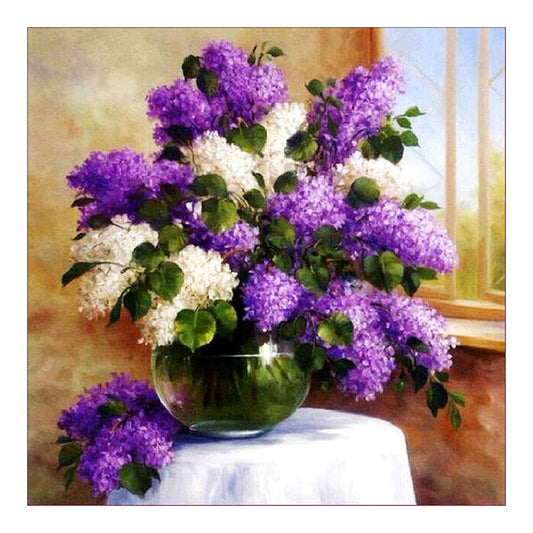 Diamond Painting - Partial Round - Purple Flower