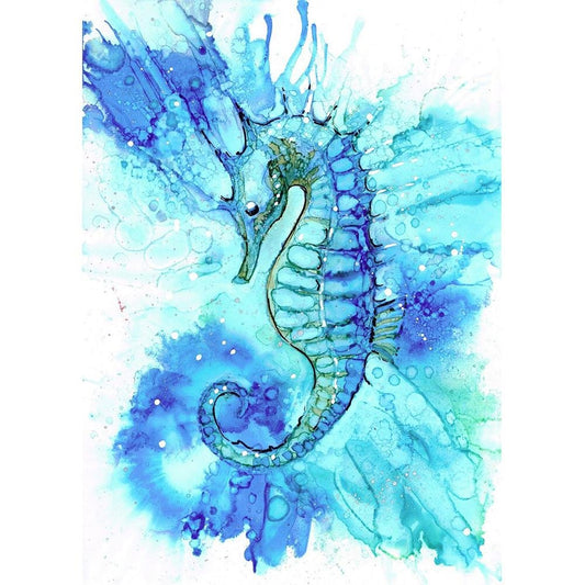 5D Diy Diamond Painting Kit Full Round Beads Seahorse