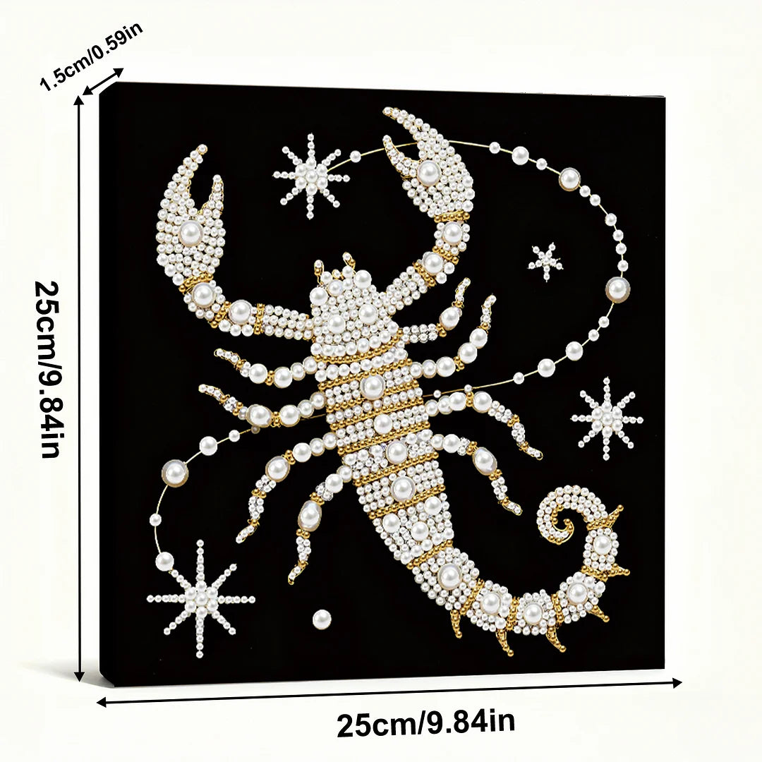 DIY Pearl Painting With Frame - Handmade Self-Adhesive Pearls - Scorpion (25*25cm) A