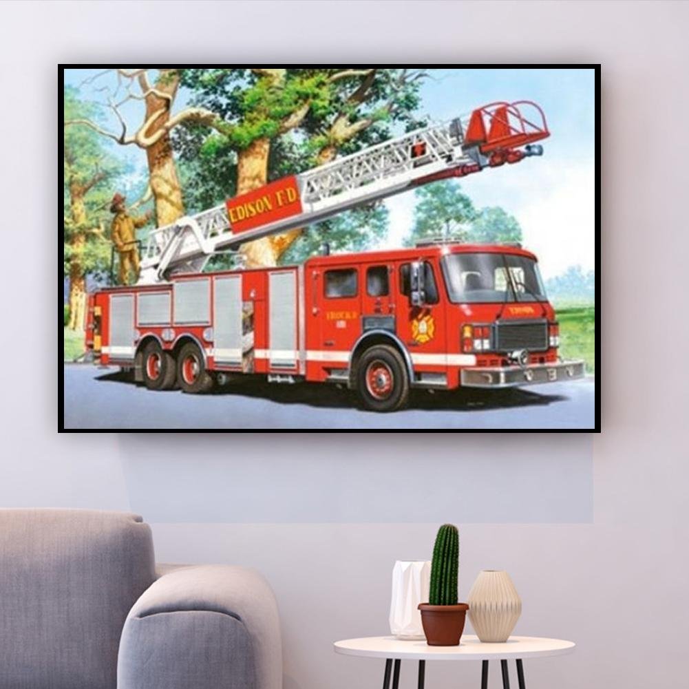 Diamond Painting - Full Round - Fire Fighting Truck