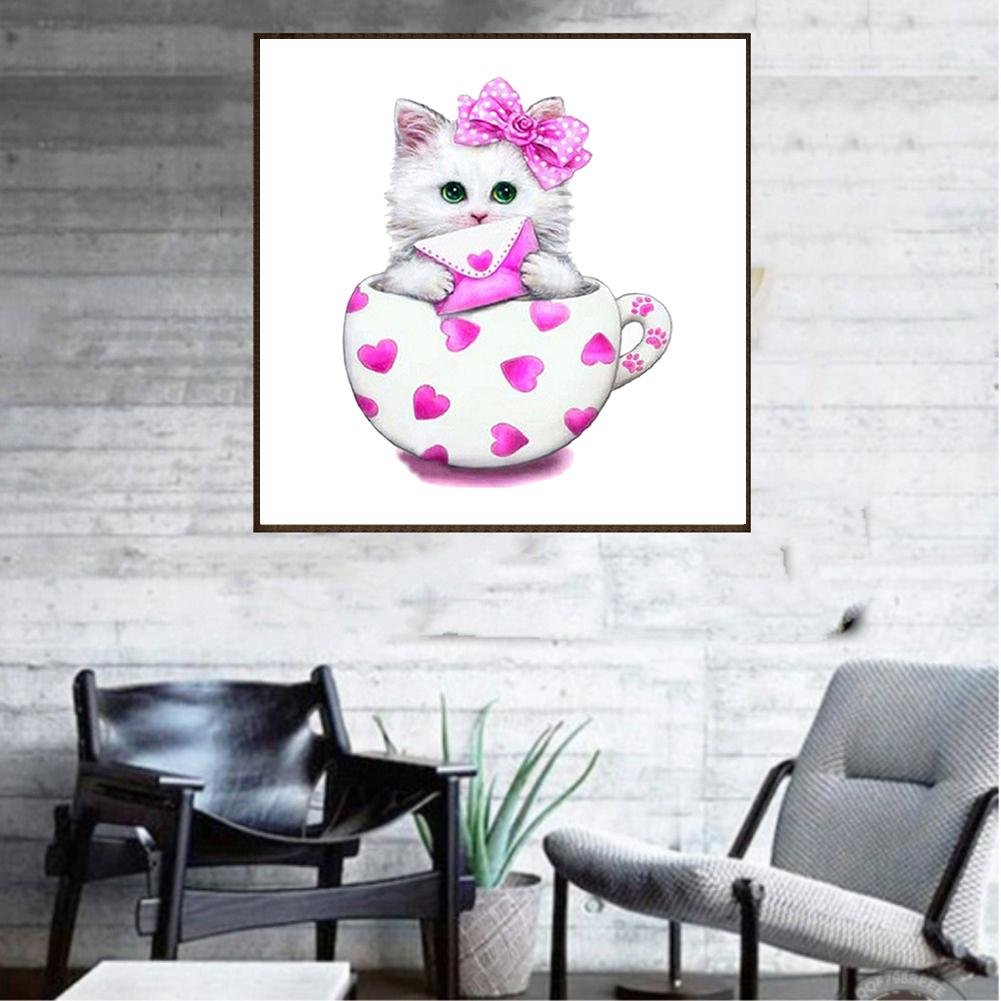 Diamond Painting - Partial Round - Cup Cat E