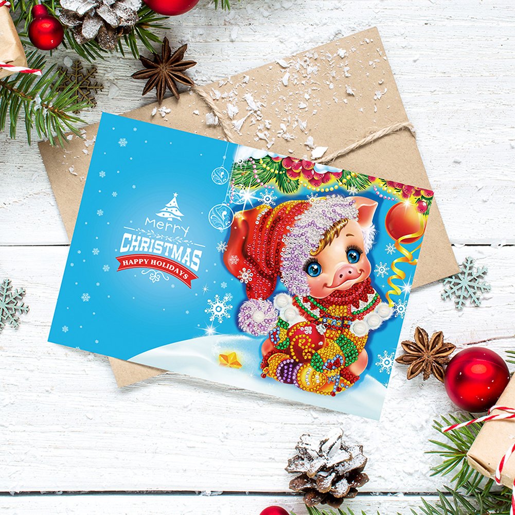 DIY Diamond Painting Greeting Card - Pig B