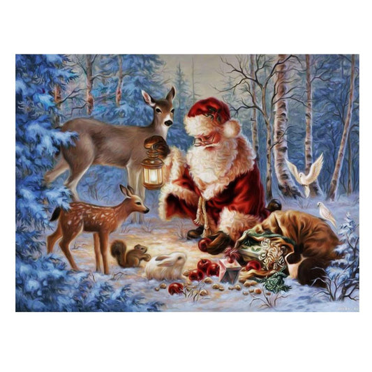 Diamond Painting - Partial Round - Father Christmas Lantern