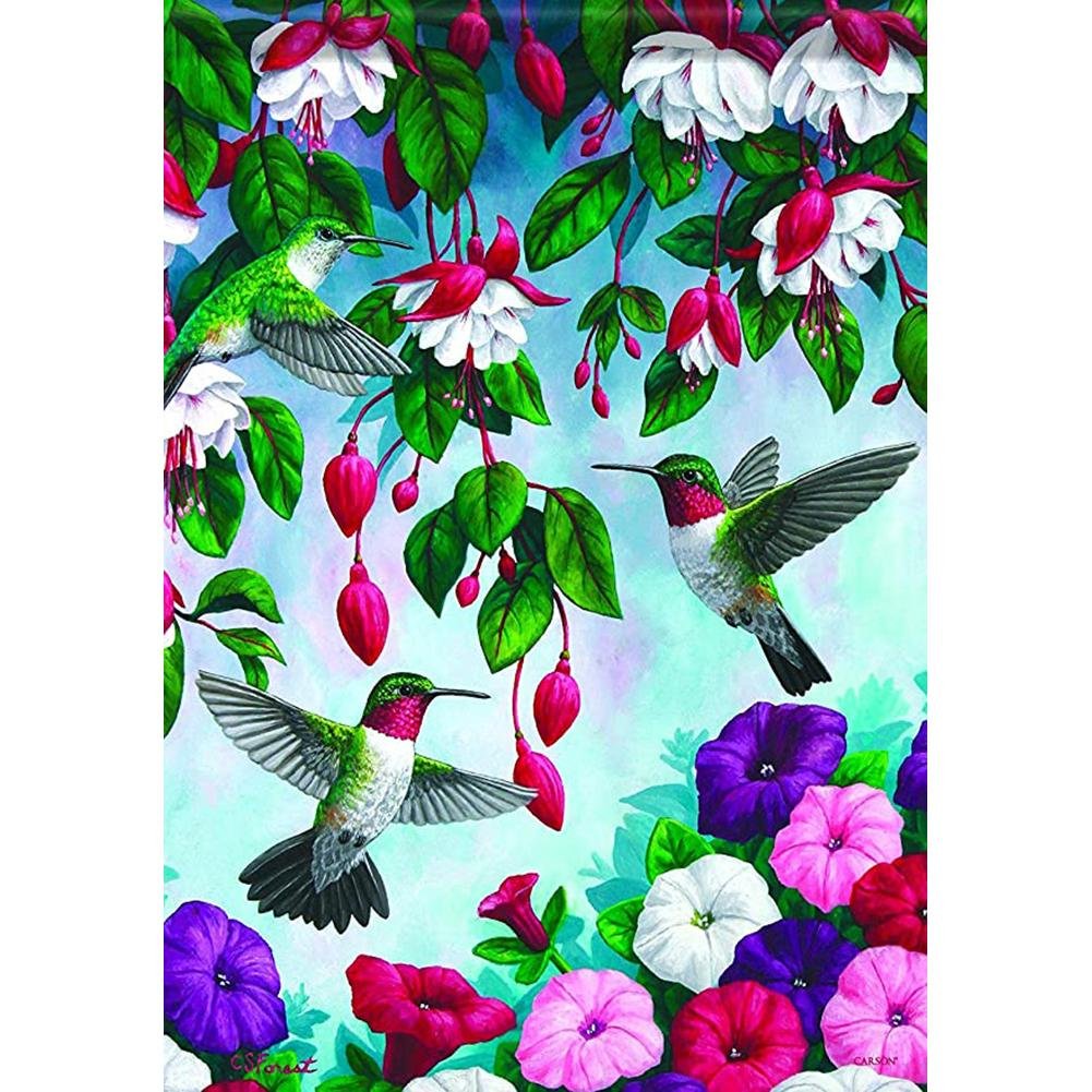 5D Diy Diamond Painting Kit Full Round Beads Flower Bird