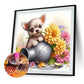 Diamond Painting - Full Round / Square - Dog With Flower Vase