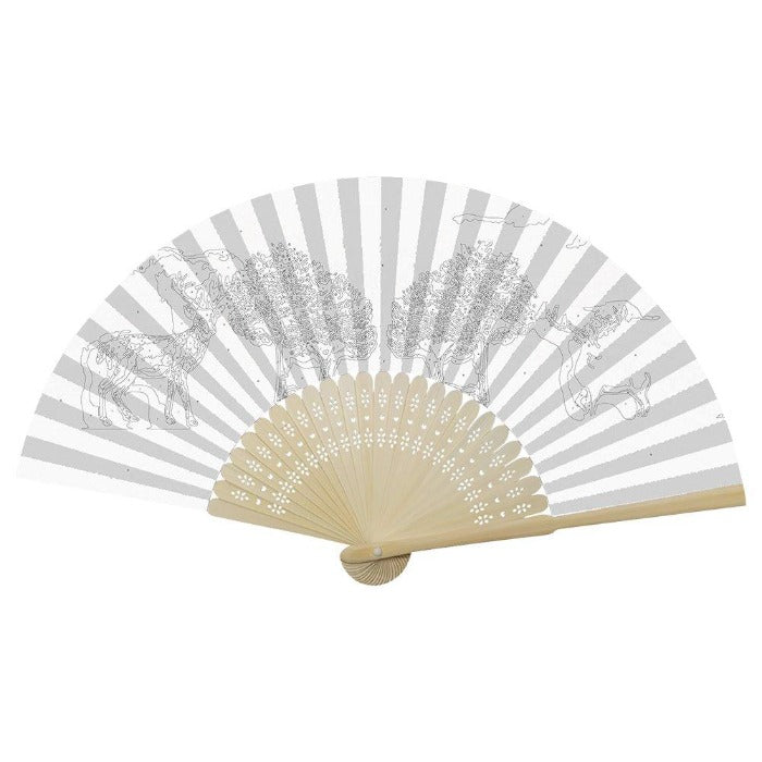 DIY Oil Paint By Number Folding Fan Elk Forest