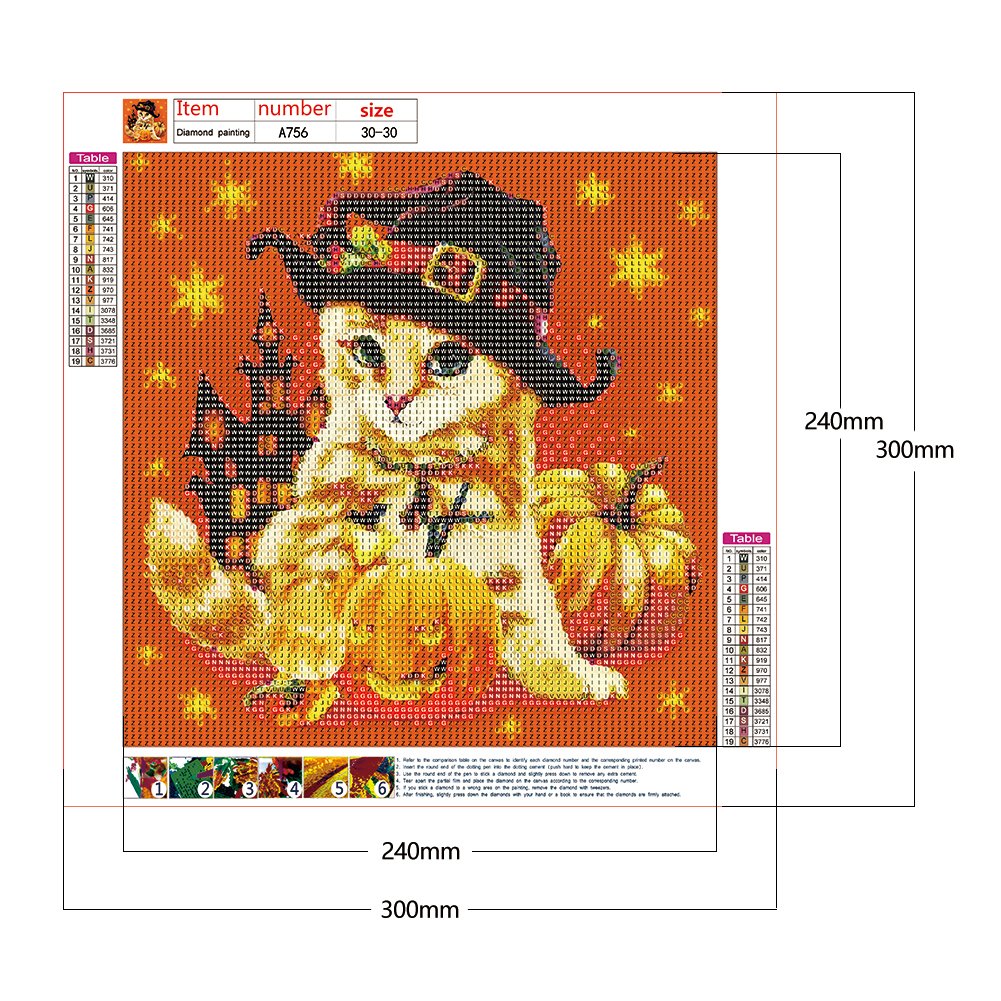 5D DIY Diamond Painting Kit - Full Round - Halloween Cat