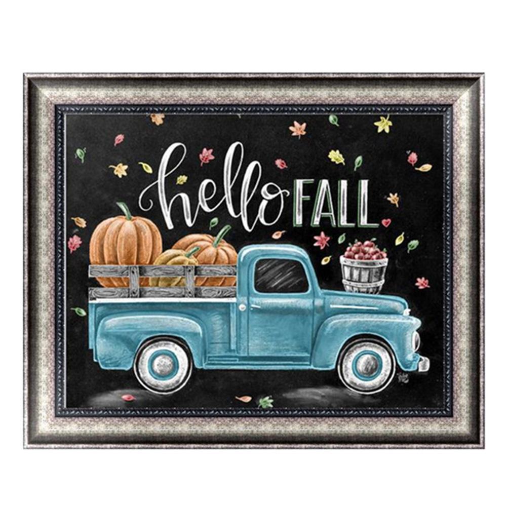 5D Diy Diamond Painting Kit Full Round Beads Blue Car Blackboard