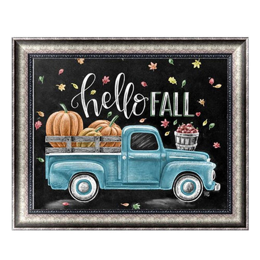 5D Diy Diamond Painting Kit Full Round Beads Blue Car Blackboard