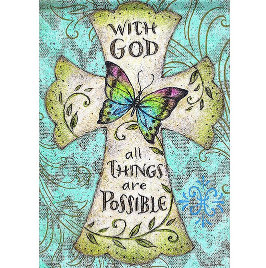 5D Diy Diamond Painting Kit Full Round Beads Easter Butterfly and Cross