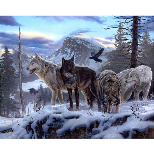 Diamond Painting Partial Round Snow Wolf
