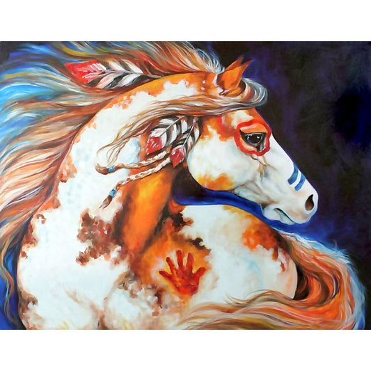 5D Diy Diamond Painting Kit Full Round Beads Colorful War Horse