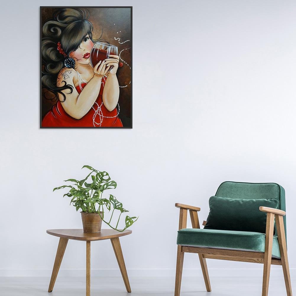 Diamond Painting - Partial Round - Drinking Women