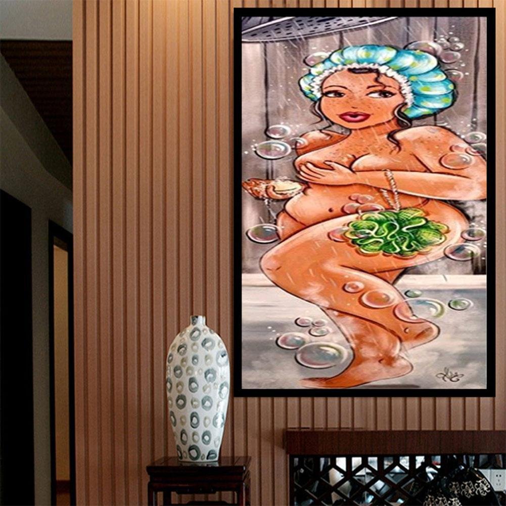 Diamond Painting - Partial Round - Fat Shower Lady