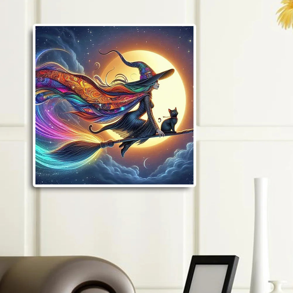 Diamond Painting - Full Round / Square - Halloween Flying Witch
