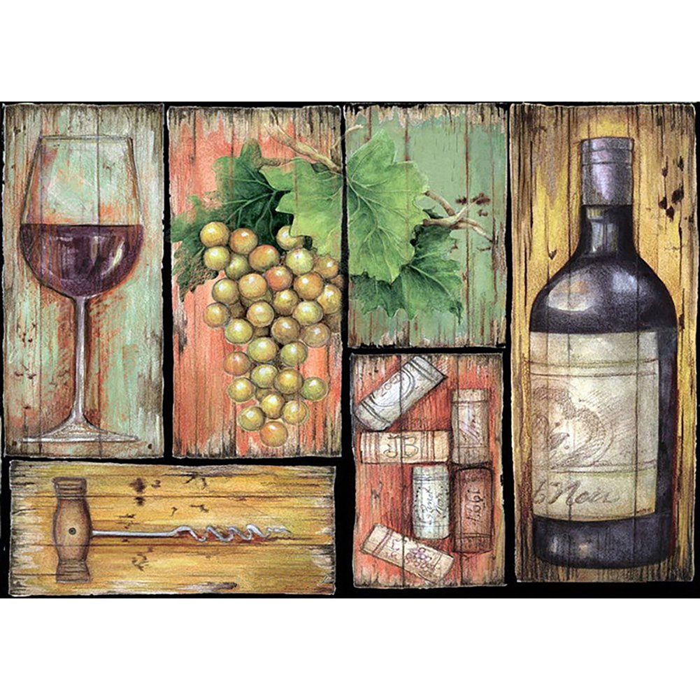 5D Diy Diamond Painting Kit Full Round Beads Wine Glass