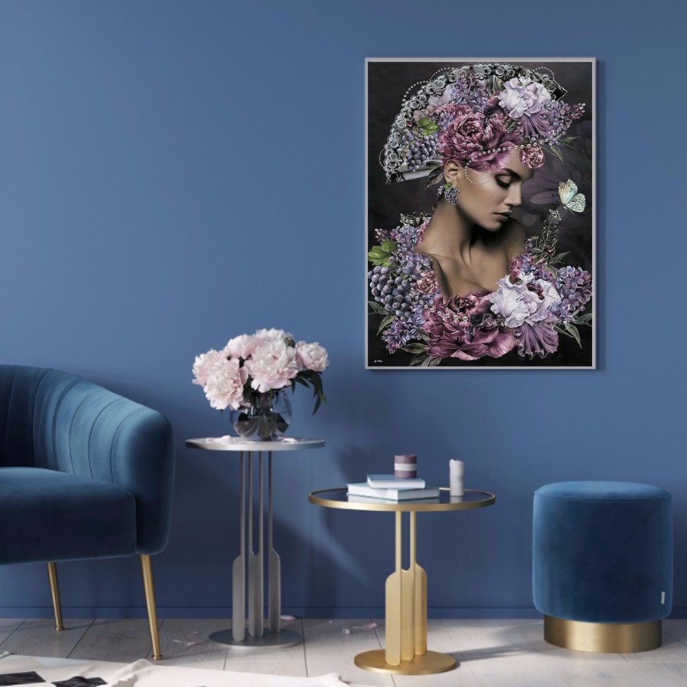 Diamond Painting - Full Round - Flower And Lady