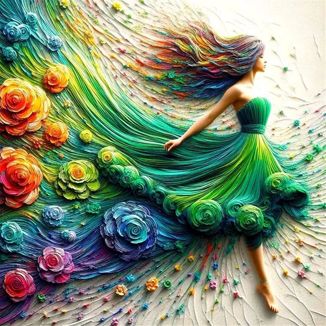 Diamond Painting - Full Round / Square - Girl In Green Dress