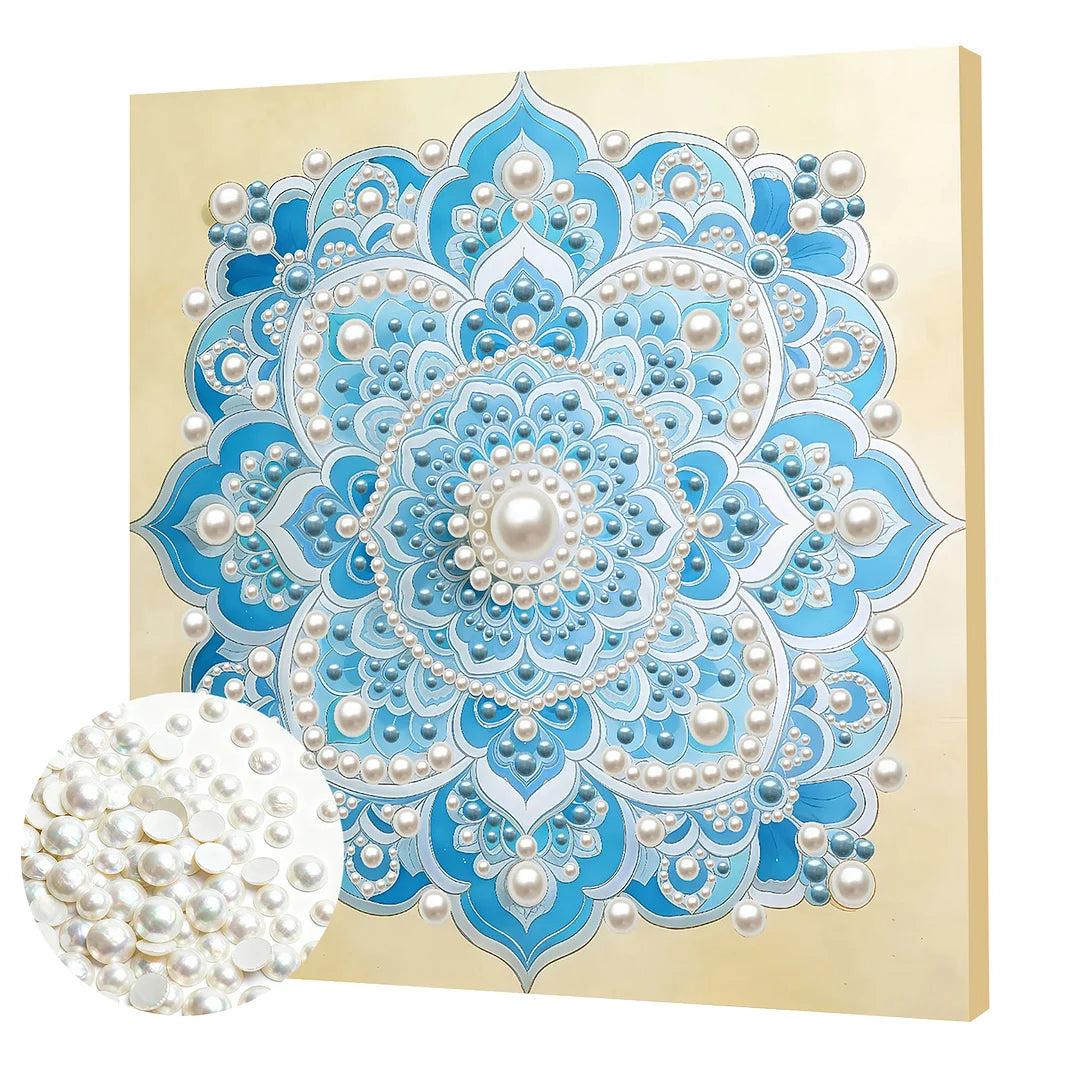 DIY Pearl Painting With Frame - Handmade Self-Adhesive Pearls - Mandala (30*30cm) D