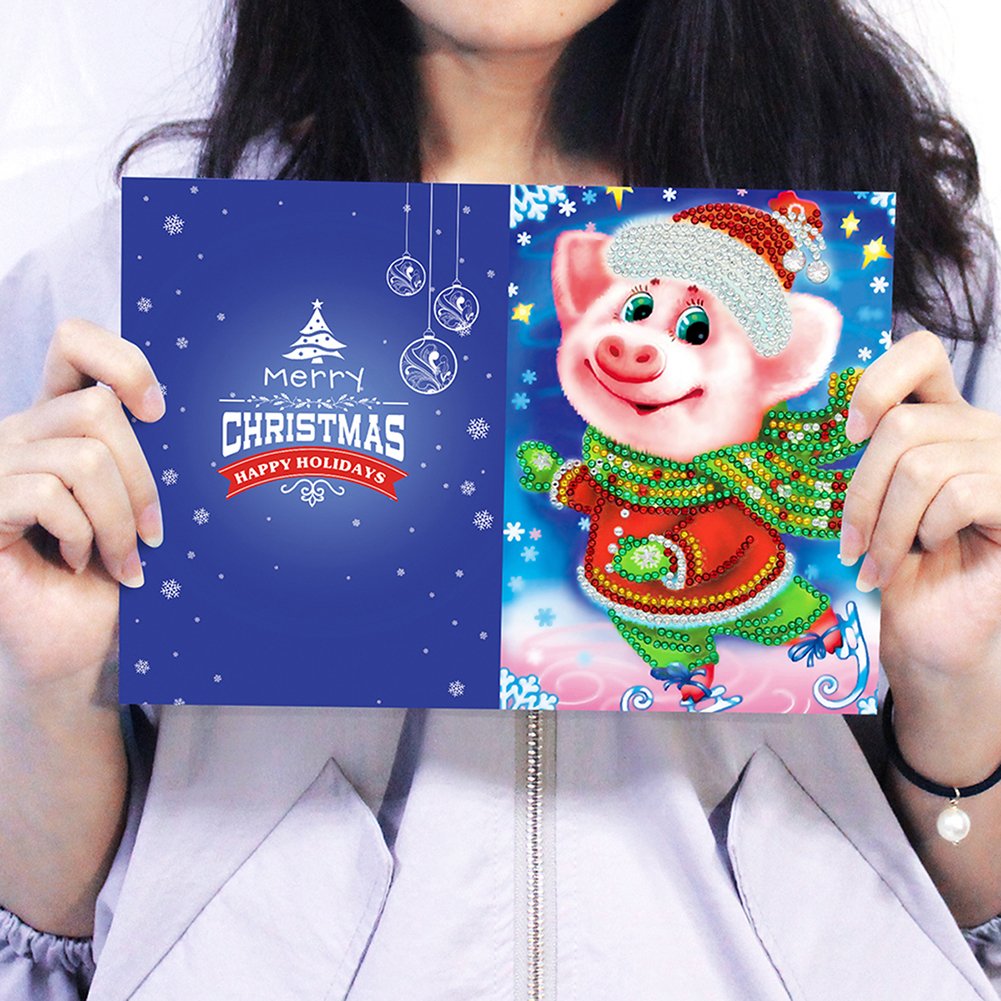 DIY Diamond Painting Greeting Card - Pig C