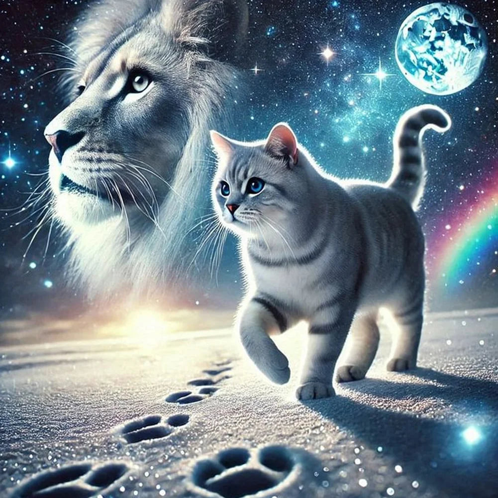 Diamond Painting - Full Round / Square - Cat and Lion