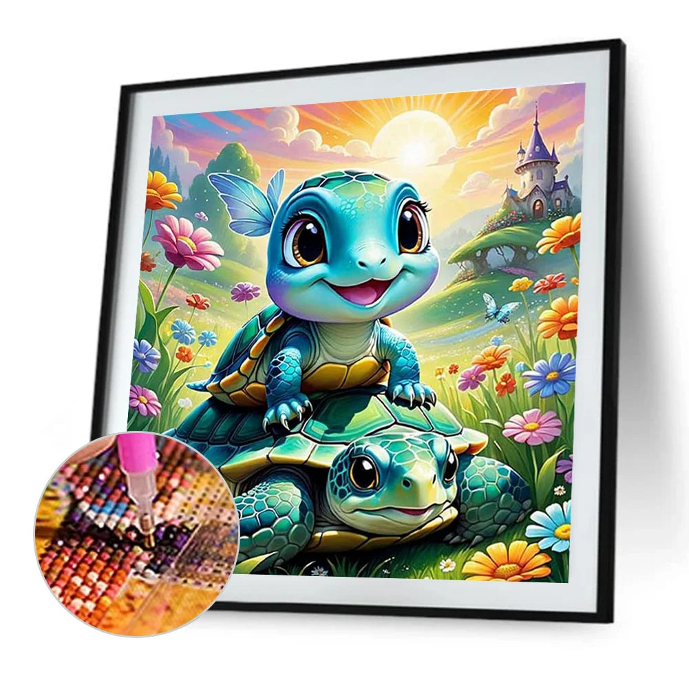 Diamond Painting - Full Round / Square - Two Sea Turtles