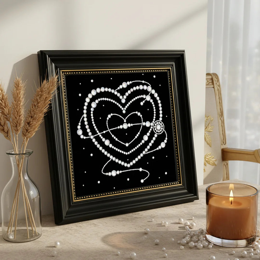 DIY Pearl Painting With Frame - Handmade Self-Adhesive Pearls - Love (27*27cm)