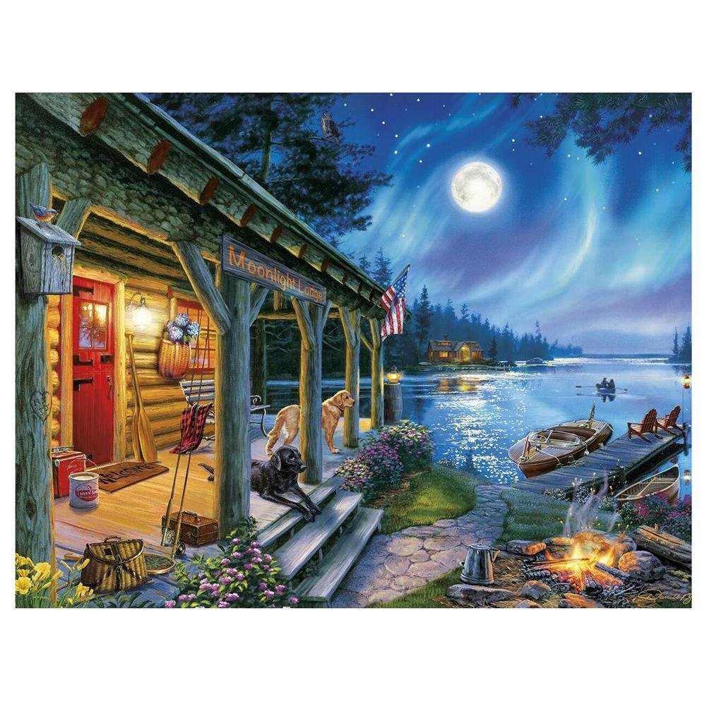 5D Diy Diamond Painting Kit Full Round Beads Lake Night