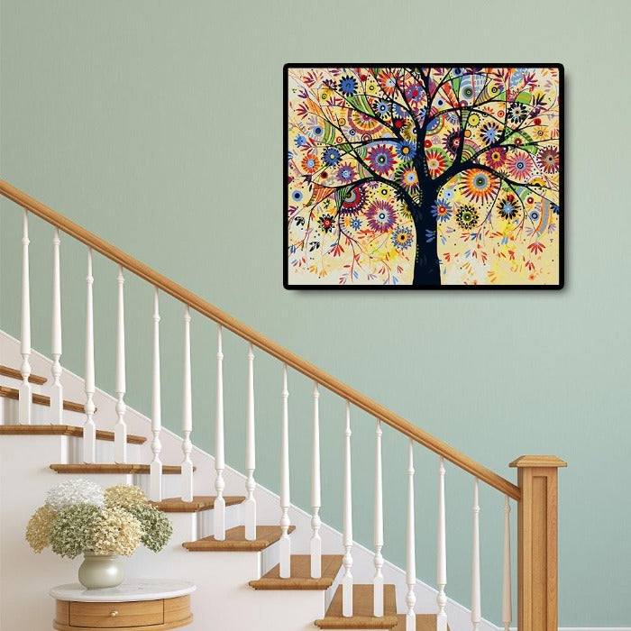 Oil Painting By Numbers Kits Colorful Tree Hand Painted Canvas Wall Picture
