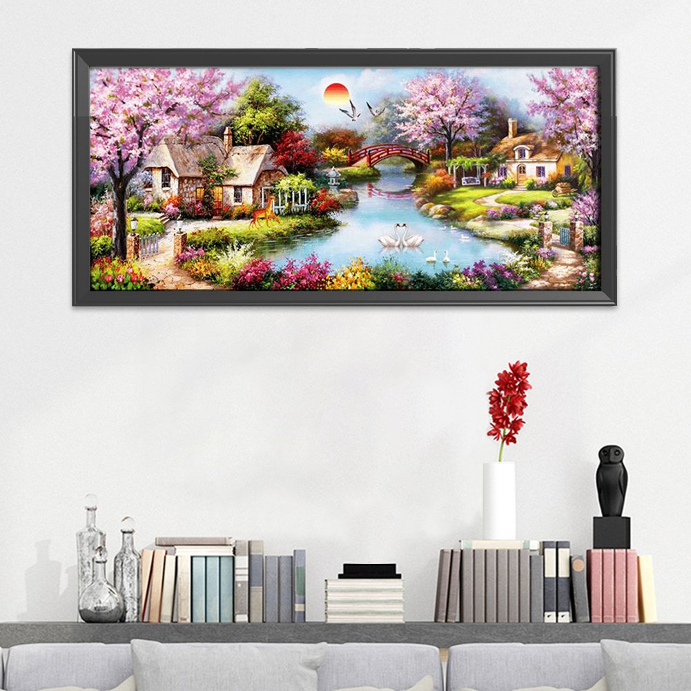 11CT Stamped Cross Stitch - Garden Cottage(100*43CM)