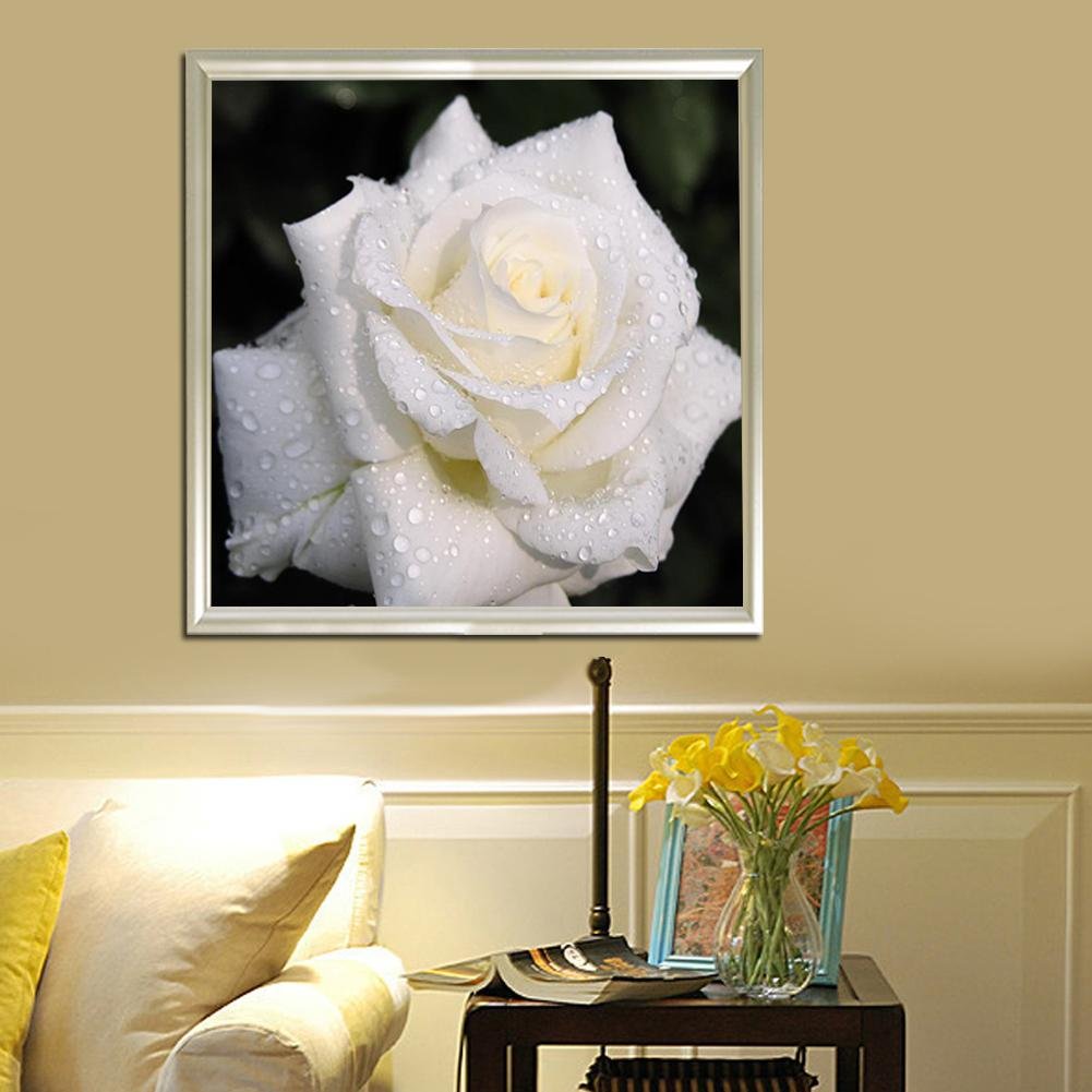 Diamond Painting - Partial Round - White Rose 1