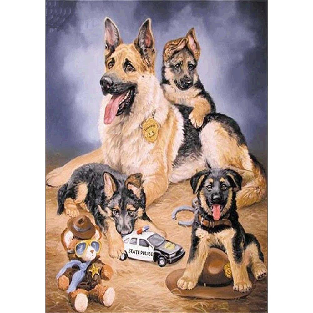 5D Diy Diamond Painting Kit Full Round Beads Dogs