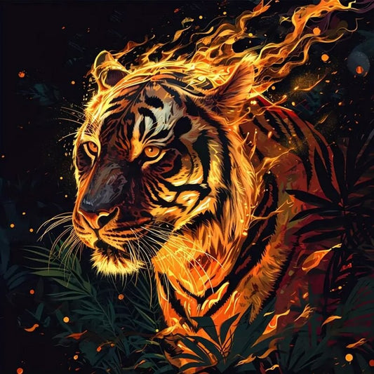 5D DIY Fire Tiger Diamond Painting Kit